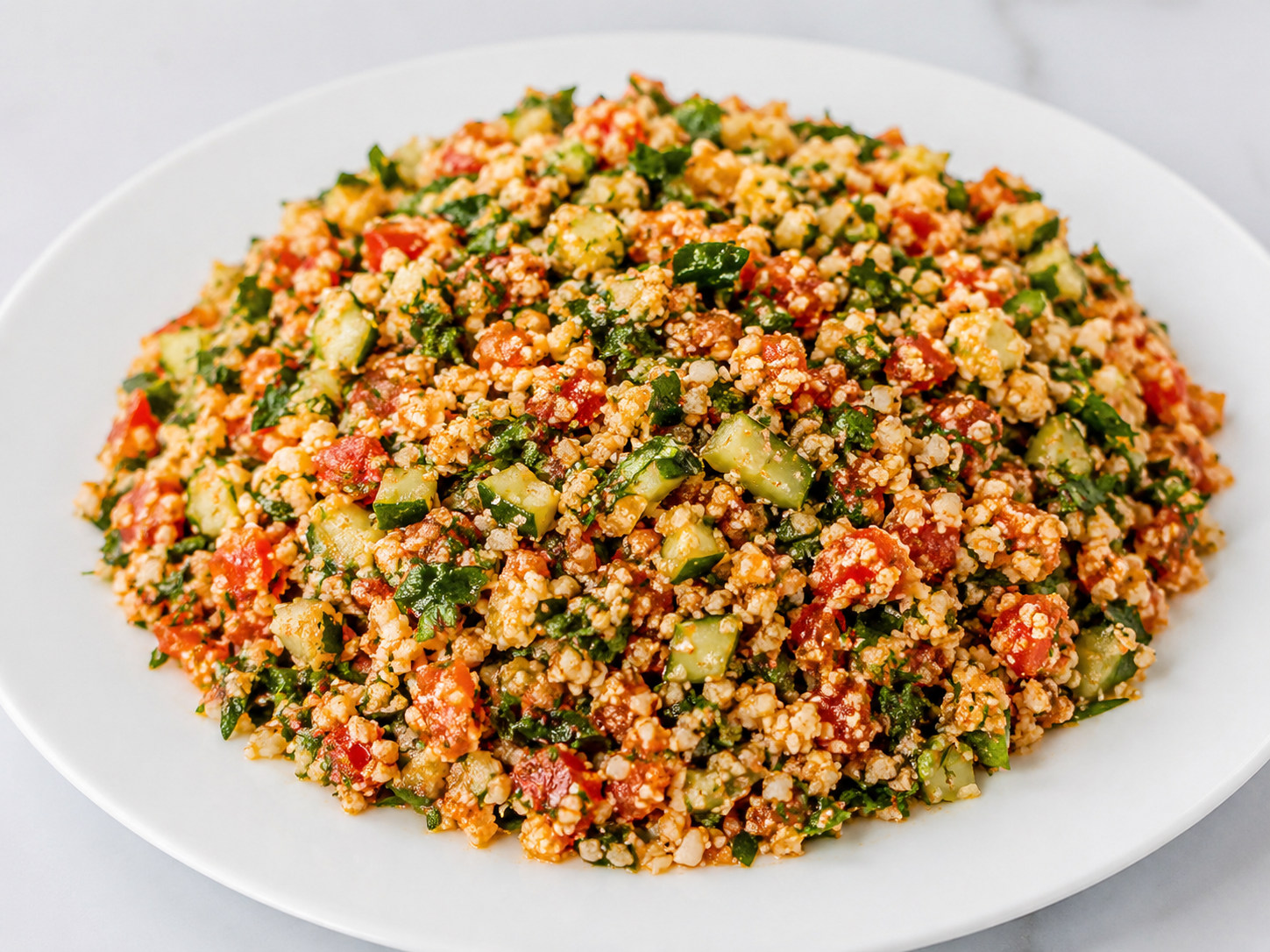 Cauliflower kisir salad with fresh herbs