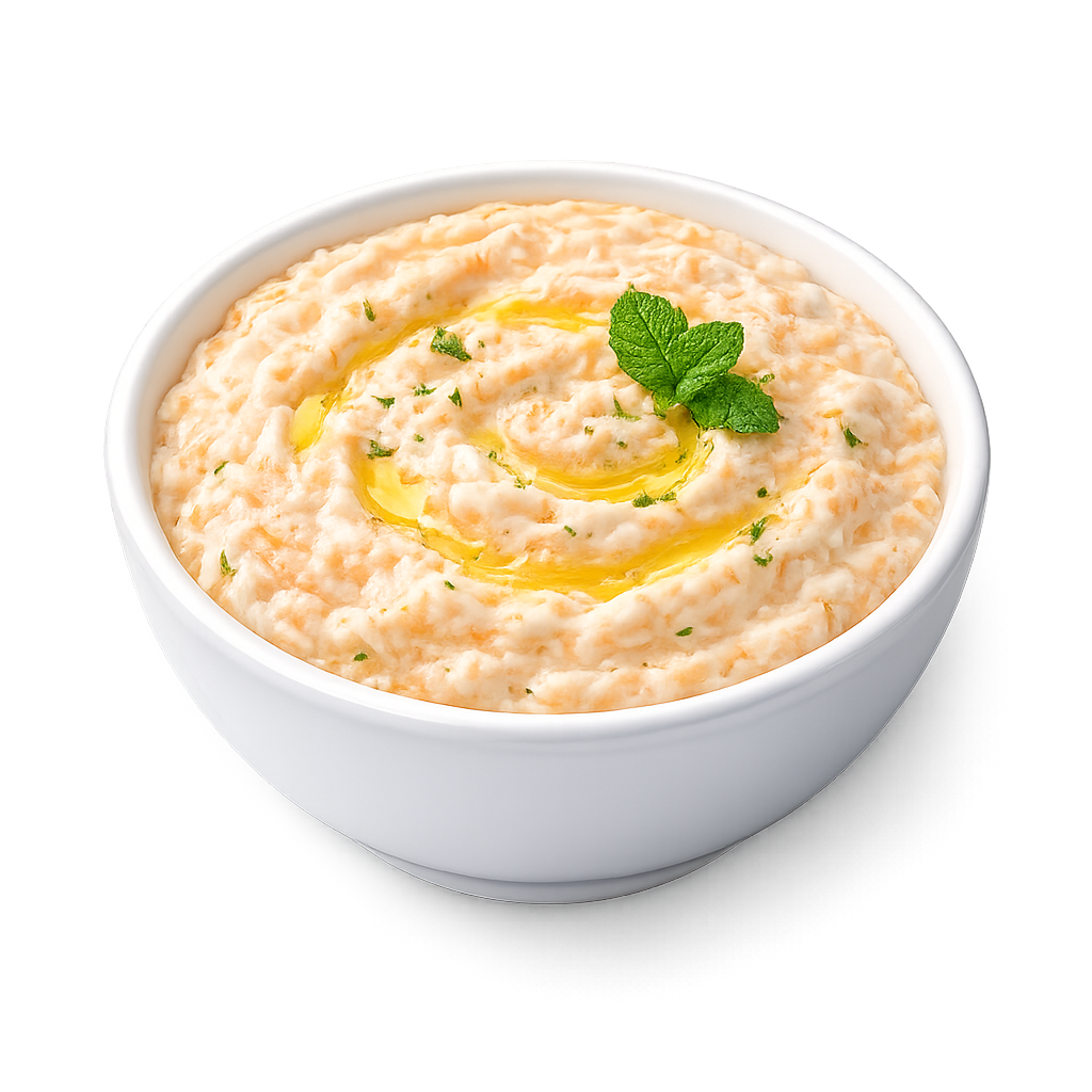 Carrot tarator dip with yogurt and olive oil